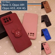 Mobile Case For Oppo A91 Reno3 Oppo A53 A54 4G Simple Bear Stand Ring I-Ring Back TPU Cover Casing