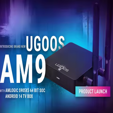 UGOOS AM9 Smart Tv Box Android 14.0 Amlogic S905X5 Cortex-A510 LPDDR4X 4GB 64GB WIFI6 BT5.2 Lan Set 