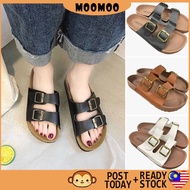 READY STOCK MOOMOO Simple Unisex Two Stripe Bikenstock Casual Slide Slip on Sandals