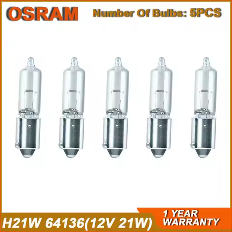 OSRAM Original Line H21W 64136 BAY9s 12V 21W Metal Bases Side Turn Signal Lamps 3200K 600lm Car Halo