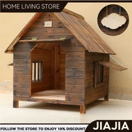 JIAJIA Dog House Outdoor Solid Wood Dog House Outdoor Waterproof Dog House Winter Outdoor Dog Cage L