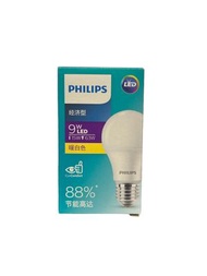 飛利浦 - PHILIPS 經濟型 LED 燈膽 9W E27 3000K(2件裝)