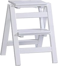 Solid Wood Folding Stool, Wooden Flower Stand - Household Wooden Ladder Multi-function Indoor Climbi