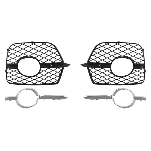 1 Pair 51117176277 51117176278 Front Bumper Fog Lamp Grille Side Mesh Grille Black & Silver ABS Car 