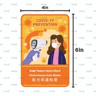 Covid-19 Prevention Sticker Body Temperature Test SOP Sign