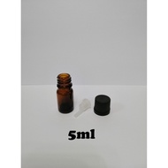 CVM22 Empty Amber Glass Bottle c/w Black Cap Dipper 5ml