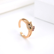Agate 10J Cincin  Titanium Anak Anak Emas Perempuan Laki Laki Insial Kupu Gambar Love Anti Karat Kec