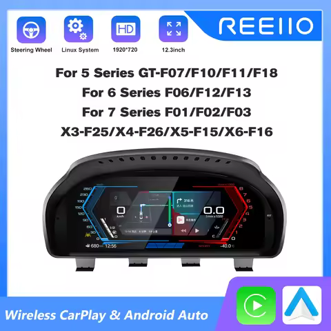 12.3" CarPlay Android Auto LCD Digital Instrument Cluster for BMW5 6 7Series X3 F10 F11 F18 F07 GT F