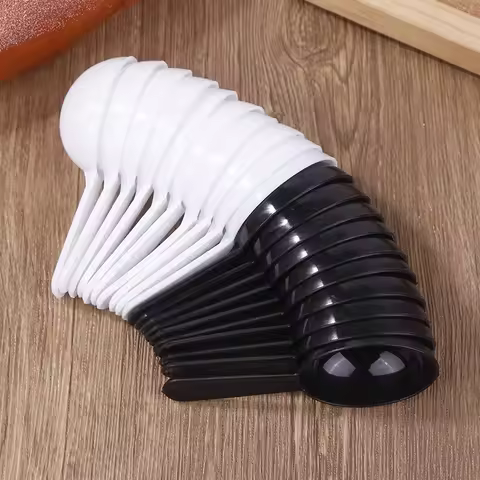 10Pcs 7g 15ml Black White Measuring Teaspoon Scoop Plastic Measuring Spoons Milk Powder Spoon Coffee