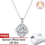 BAMOER D สี VVS1 EX 1CT Moissanite สร้อยคอสำหรับผู้หญิงเรขาคณิตคอโซ่แต่งงาน925เงินสเตอร์ลิงเครื่องปร