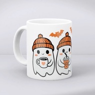 (MATDEN Craft) Halloween Mug, Ceramic Mug with Cute Halloween Ghost Print - HA1