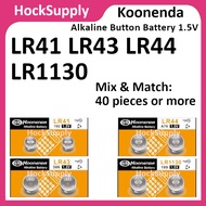 [40pcs] Koonenda LR41 LR43 LR44 LR1130 Alkaline Button Battery 1.5V