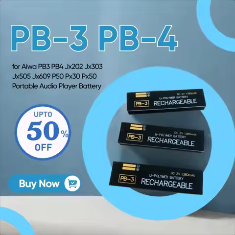 2V 1380mAh PB-3 PB-4 Rechargeable Battery for Aiwa PB3 PB4 Jx202 Jx303 Jx505 Jx609 P50 Px30 Px50 Por