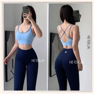 HERSIGN Women's yoga Set Women's gym Set Buttoned bra and protective pants SMIXB49L28B