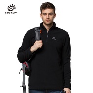 探拓（TECTOP）抓绒衣 秋冬款男女拉链立领打底衫加厚保暖套头卫衣 男款黑色 M
