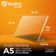 Acrylic Brosur Tent Holder A5 L / Akrilik A5 L LANDSCAPE Acrilic 2mm / Akrilik Display - STANDAR