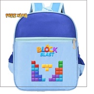 QP Small Kindergarten Boys' Backpack with Block Blast Motif, Stylish and Cool School Backpack