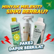 SONS21 Pakej Dapur Berkilat - Set Pembersih Dapur Lengkap (Kitchen Grease Remover + Lemon Bubbly Mul