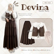 KATUN Dearlumi - Suit 3IN1 Cotton Ribbon Korean StyleWanita (Dinvina Blouse + Layered Skirt + Bella 