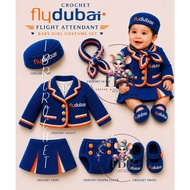 Crochet Flydubai-Inspired Flight Attendant Baby Girl Costume Set (made upon order)