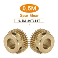 【Versatile】 1 Piece Spur Gear 0.5m-36t/38t Bore 4/5/6/6.35/7/8 Mm Copper Brass Mini Worm Gear Teeth 