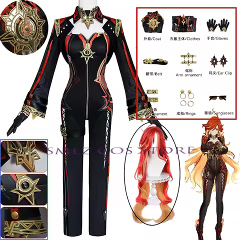 Game Genshin Impact Mavuika Cosplay Pyro Archon Costume Uniform Wig Outfit Set Anime Halloween Party