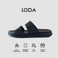 LOKAL LODA - Daxter Black Brown Premium Leather Slide Sandals for Adult Men