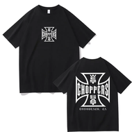 West Coast Choppers Cross Frame Graphic Tshirt Men Cozy Cotton Tees Men's Oversized T-shirts Male Fa