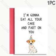 1pc Terrier Dog Birthday Card, Funny "i'm Gonna Eat All Your Cake" Quote, Puppy Themed Greeting Card