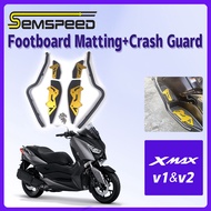 【SEMSPEED】For Yamaha XMAX v2 XMAX250 XMAX300 v1/v2 2018-2024 Motorcycle Footrest Footboard Matting with Crash Bar Guard Bumper