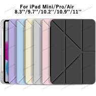 3+Y-fold Flip Clear Cover For iPad A19 12th 2026 Air8 11"M4 10th 11th Gen 2025 7/8/9 10.2'' Start Ca