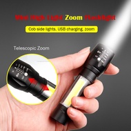ไฟฉาย ไฟฉายแรงสูง T6 LED flashlight ไฟฉายซูมได้ USB ปรับได้ 3 รูปแบบ ไฟแฟลช์ ไฟฉายซูมได้ ไฟฉุกเฉินCOBพกพา ระยะทางแสงสว่างได้ถึง 100-200 เมตร  SP87