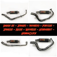 Daeng sai 4 Black Canister BigElbow FullSet Motorcycle Exhaust Muffler Pipes / SYM / EURO / WAVE 100
