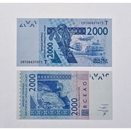 West African States 2000 Francs CFA Banknote 2000-2026 Years UNC Random Number & Prefix.