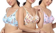 FIMS - Fashion is my style Cotton Bra Non-Padded Non-Wired Bra Floral Print Bra for Women Combo Pack