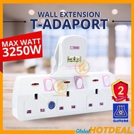 [SIRIM] T-ADAPORT Trailing Extension Socket Extension Easy 2 Pin Plug SIRIM Extension Socket Surge Protector Extension