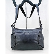 AGNES B full leather black sling bag