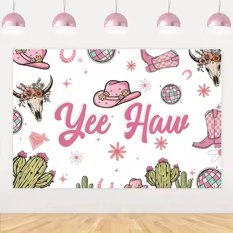 Disco Cowgirl Party Decor Western Cowgirl Yee Haw Backdrop, Disco Ball Backdrop for Cowgirl Birthday
