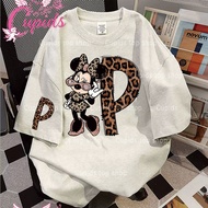 Cupids Women’s Casual T-Shirt Stylish Letter P Leopard denisy Mouse Tee Women Coquet Streetwear