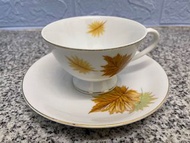 (罕見)Meito China Japan 日本骨瓷 花茶杯，楓葉🍁款高級杯碟一套