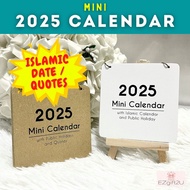 2025 MINI CALENDAR with Islamic Date and Public Holiday And Wooden Stand | Minimal Desk Kalendar