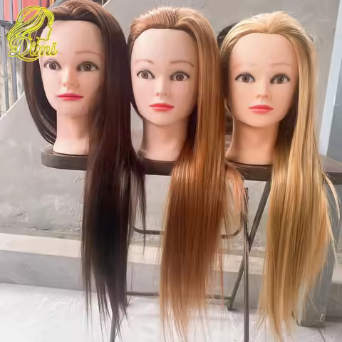 24-28inch Training Head Long Straight Synthetic Fiber Hair Mannequin Head With Clamp Stand For Barbe