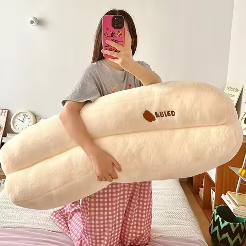 Baguette Bread Shaped Bolster Pillow Novelty Home Decor Cushions Plush Cover Well‑stuffed PP‑cotton 