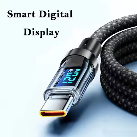 100W Type C To Type C Data Transfer Cable 120W USB A to Type C Fast Charge Cable with LED Display Co
