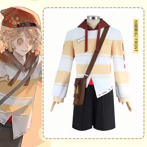 The Game Victor Grantz Cosplay Light yellow striped T-shirt Identity V cos Letter Carrier casual Out