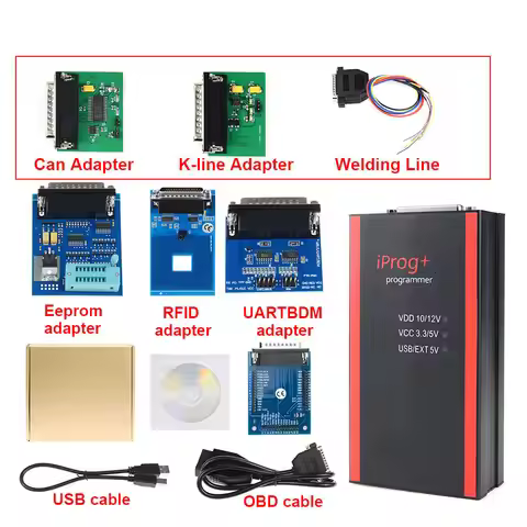 Iprog Pro 2025 V87 Full Adapters Cars IMMO Ai*r-bag R-eset ECU Key Programmer IPROG Plus V85 Rep-lac