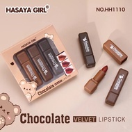 HASAYA GIRL Chocolate Velvet Matte Lipstick Set เซตลิปสติกเวลเวทแมทต์ ช็อกโกแลต สีชัดสวย ติดทน