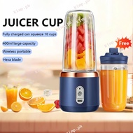 Kimp 6 Blade 2 Cups 400ml  Portable Juicer USB Rechargeable Juicer Stainless Steel Blade Cup Juicer 