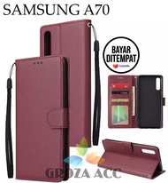 SARUNG BUKU FLIP UNTUK SAMSUNG A70 - LEATHER CASE FLIP- WALLET CASE FLIP SAMSUNG A70 - CASING DOMPET