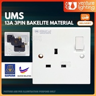 [1PC] SIRIM UMS 1213A 13A Bakelite Switch Socket 13A Switches Wall Switch Wall Socket Soket Dinding 